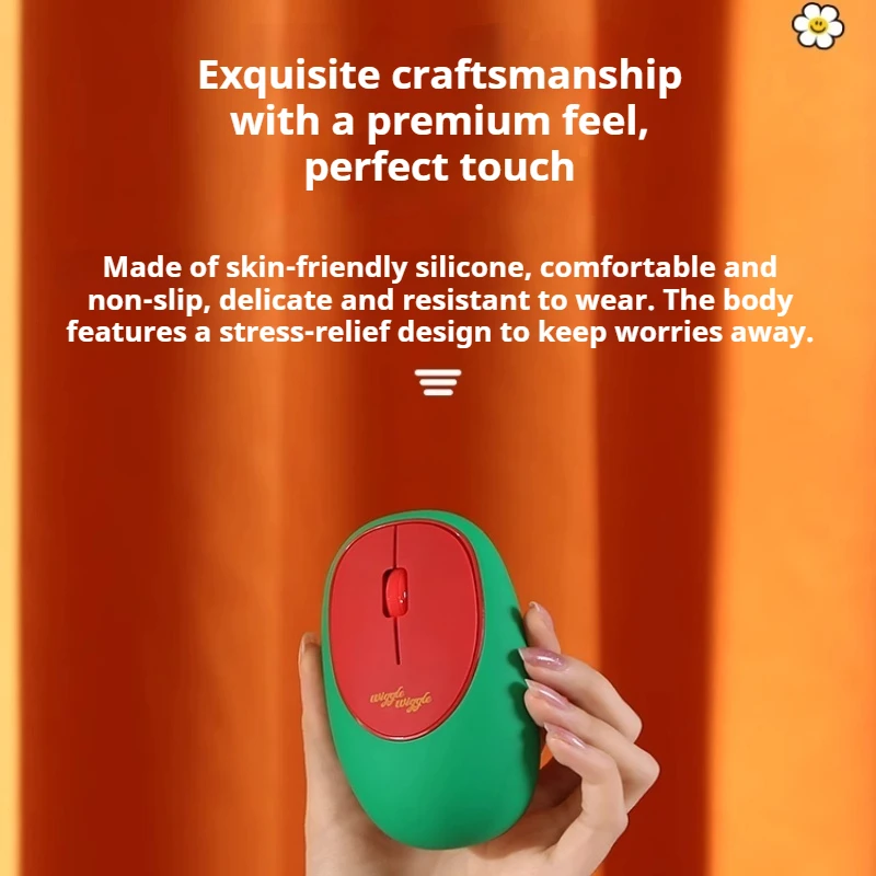 Wiggle-ratón inalámbrico silencioso, descompresión de silicona, portátil, ligero, Plug And Play, ergonómico, batería de larga duración
