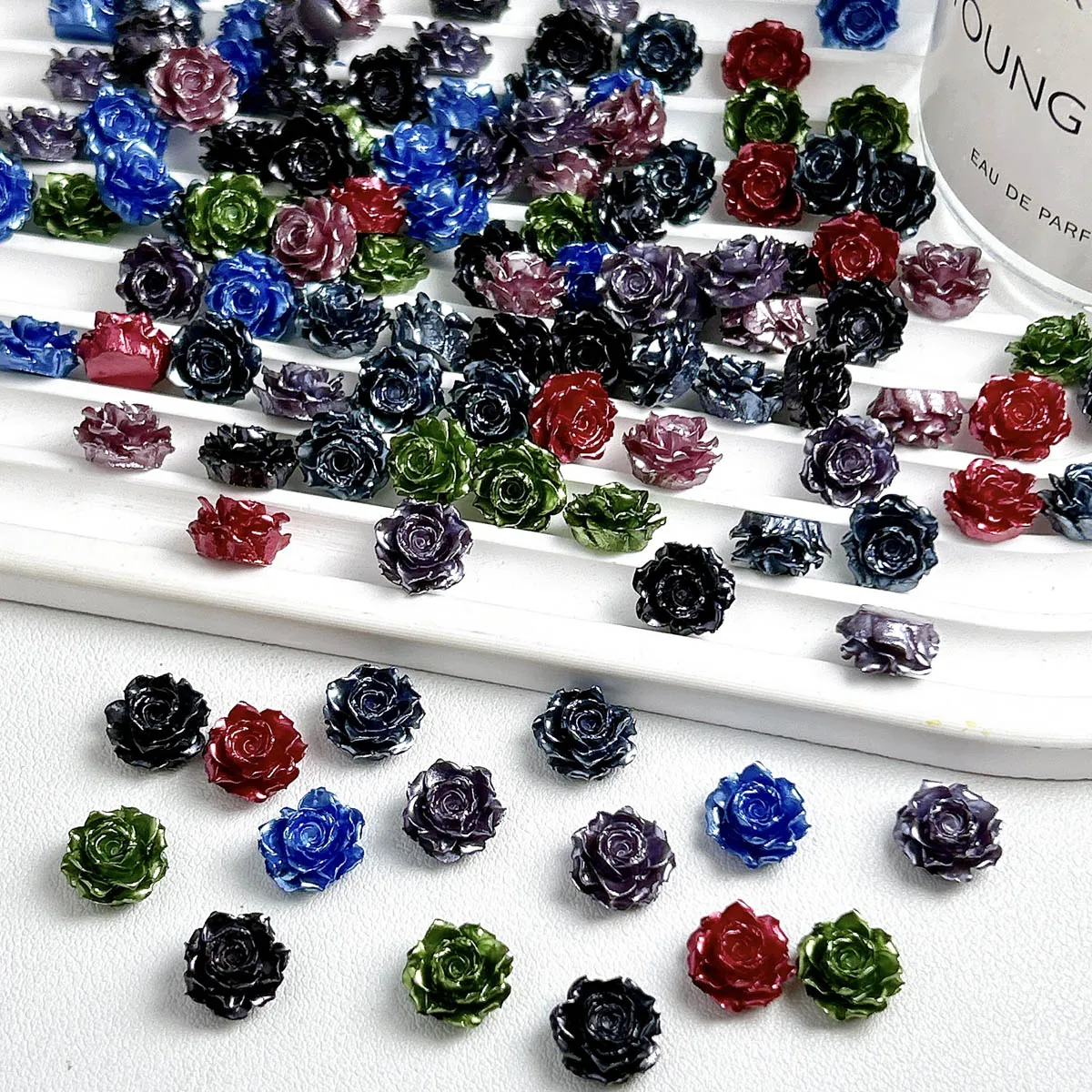 

3D Multiple Levels Luminous Rose Resin Nail Charms Creative Solid Color Rose Nail Art Accessories DIY Cool Style Nails Supplies