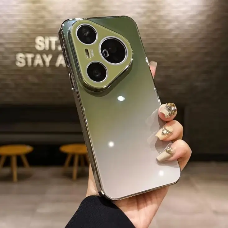 Coque de protection en verre brillant dégradé pour Huawei Pura 90 ProMax Pura 80 70 Mate 80 70 60 Pro, avec placage blindé