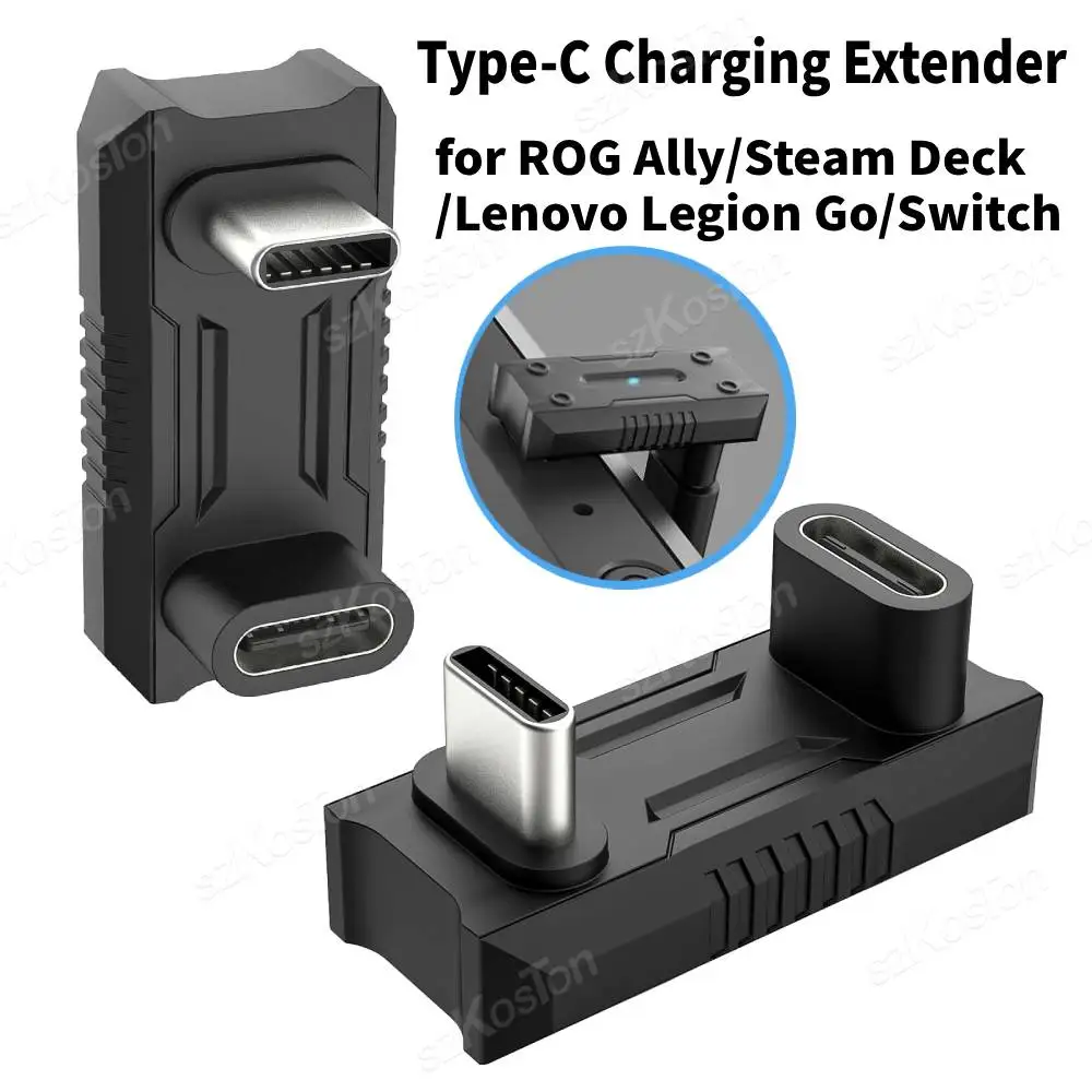 Fast Charging Extender 180° USB C Male to USB C Female Adapter for ROG Ally, Steam Deck, Lenovo Legion Go, Switch Game Console