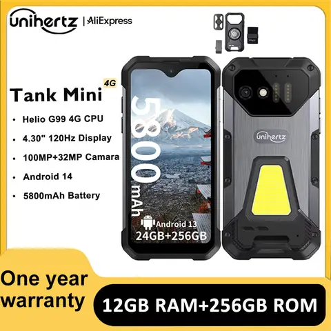 Unihertz 8849 Tank Mini Rugged Smartphone 4.3 Inch Display Android 13 Helio G99 Octa Core 5800mAh 100MP Cameras 16GB 256GB IP68