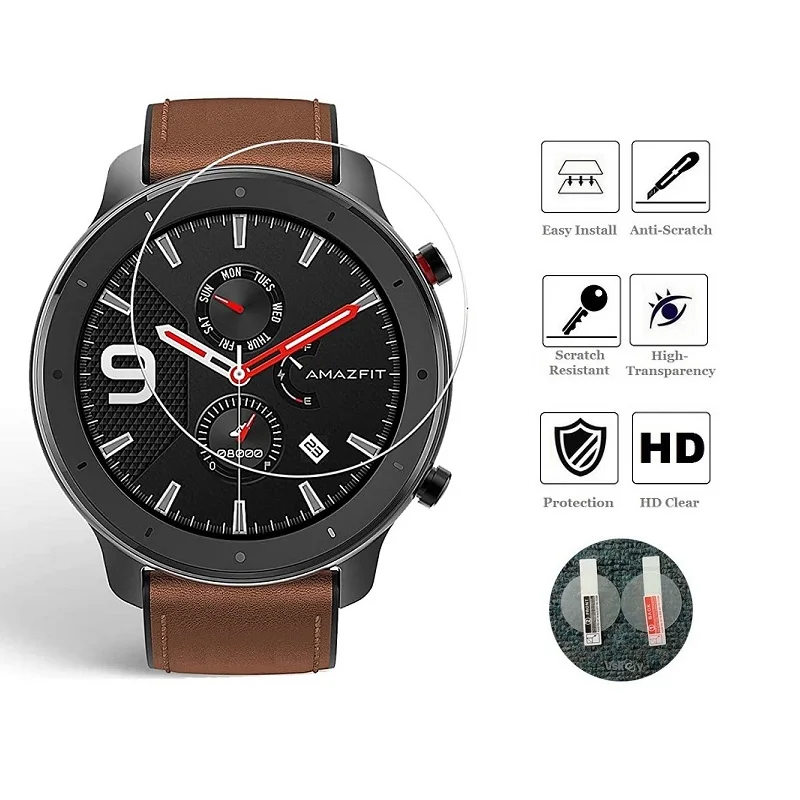 5PCS Smart Watch Screen Protector For Garmin Fossil Suunto TicWatch Casio Huawei Samsung Xiaomi Tempered Glass Protective Film