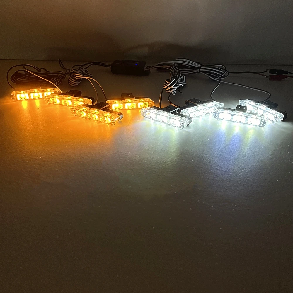 3LED 8 모듈 자동차 그릴 플래시 라이트 무선 원격 제어 경찰 비상 스트로브 조명 비콘 소방관 경고 신호 램프 썸네일 6