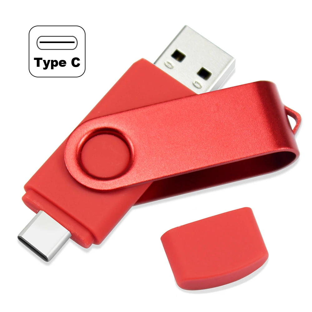 

Type-C two in one USB flash drive black 16g 32g 64gUSB flash drive for computer and mobile phone rotating creative USB2.0