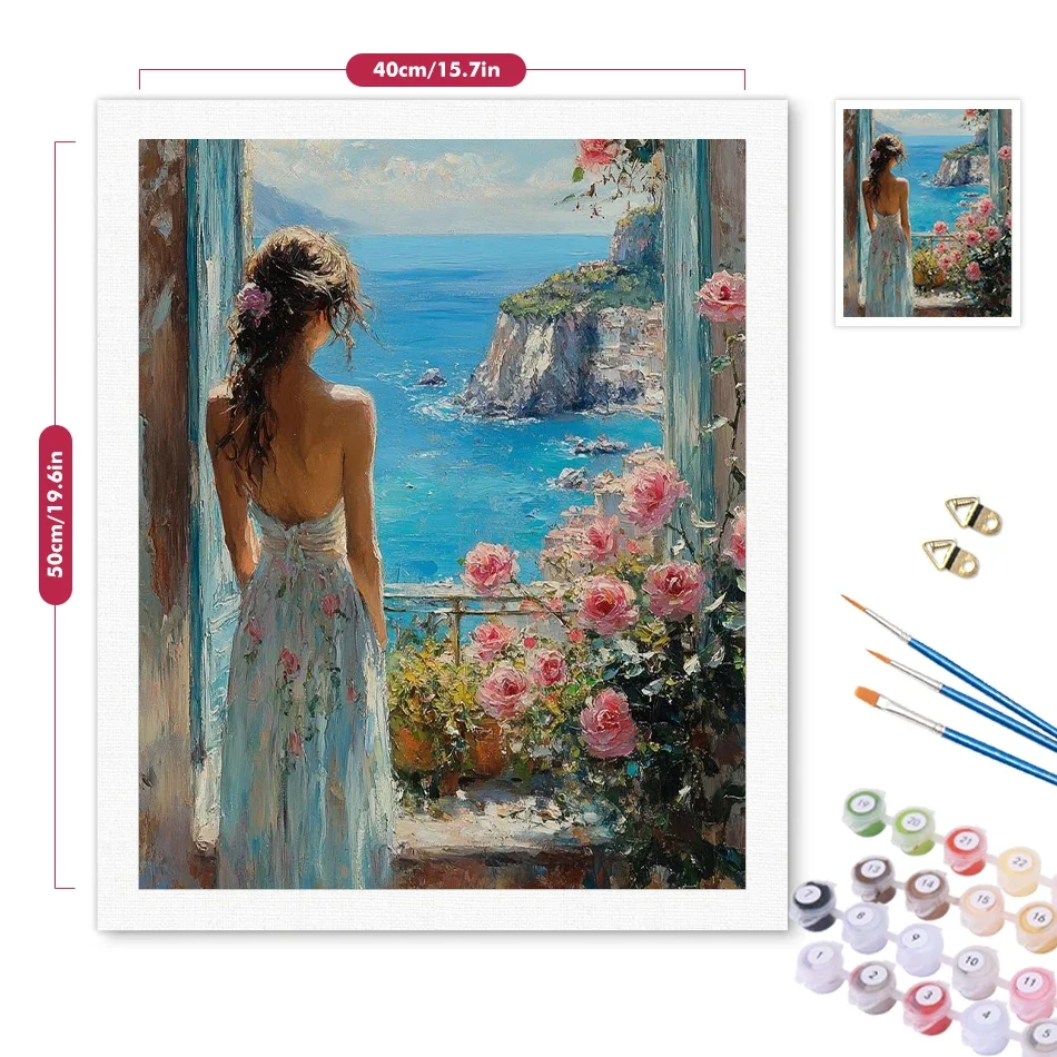 Girl's Back DIY Digital Oil Painting Color Hand-Painting Simple Process Suitable for Home Wall Decoration