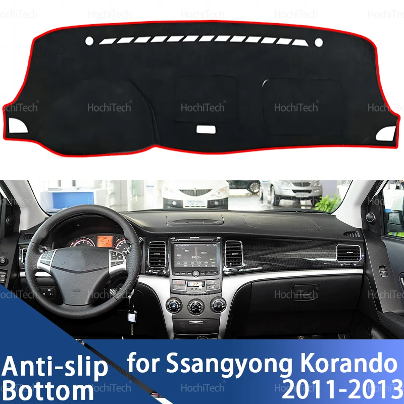 Armaturenbrett-Abdeckung, vermeiden Sie Licht, rutschfest, schmutzabweisend, Matten-Pad, Sonnenschutz, Armaturenbrett-Schutz für Ssangyong Korando 2011 2012 2013, LHD RHD