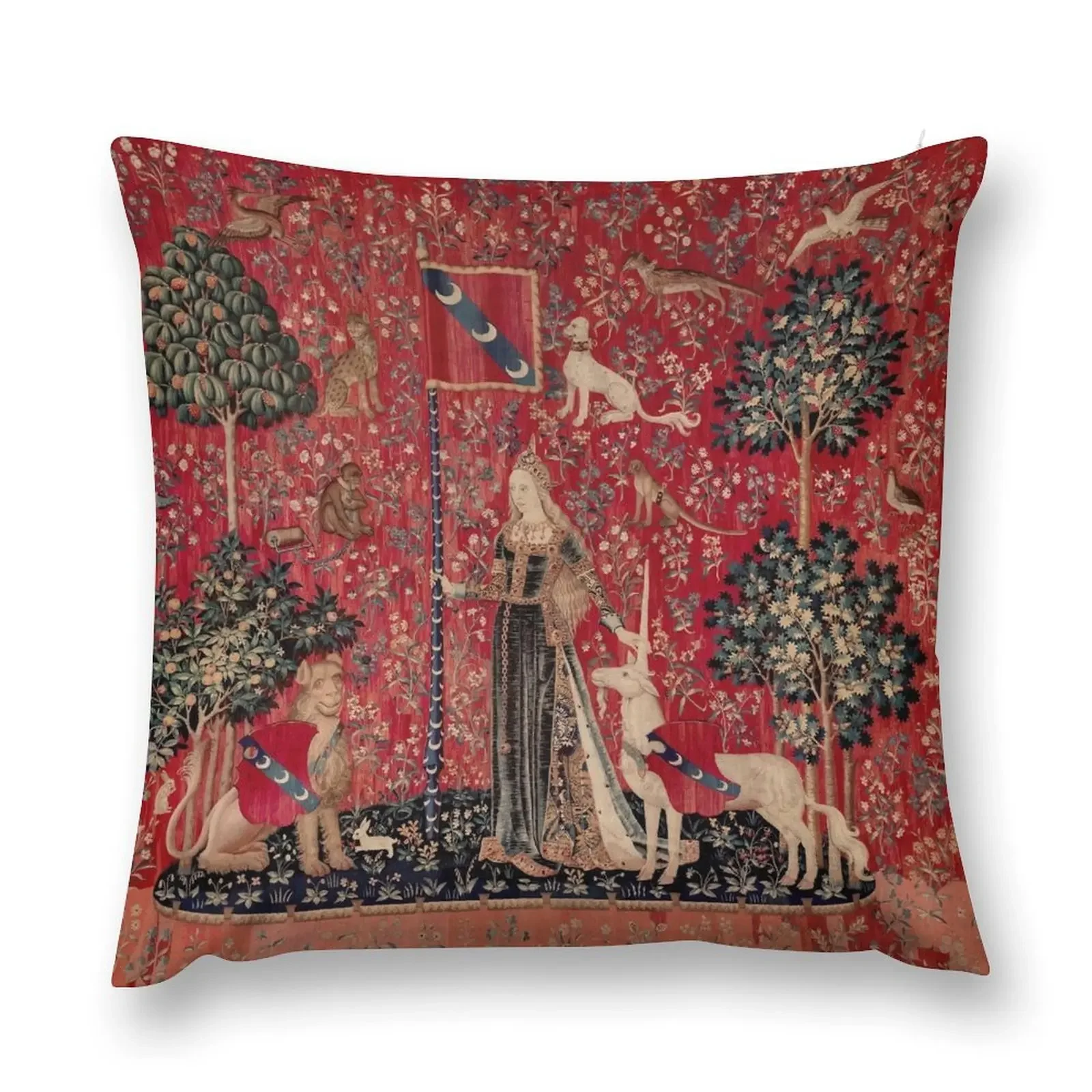 Lady and Unicorn Medieval Tapestry Five Senses - Touch Throw Pillow Sofa Pillow Cover Luxury Cushion Cover pillow