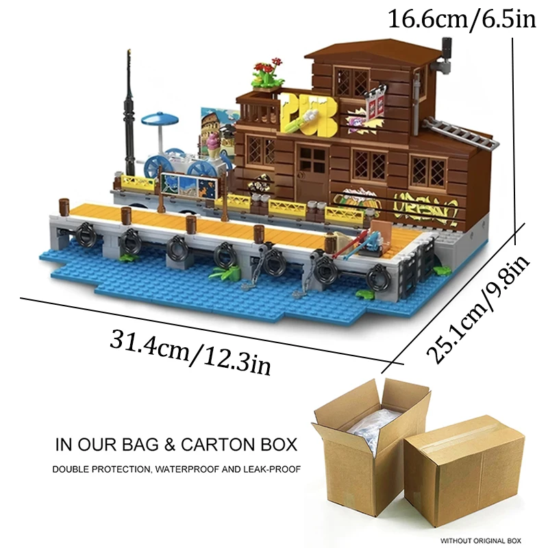 Mold King 10108 Dockside Taverm Street View Modular Building Blocks Seaside Pier บ้านไม้อิฐของเล่นเด็กคริสต์มาสของขวัญ