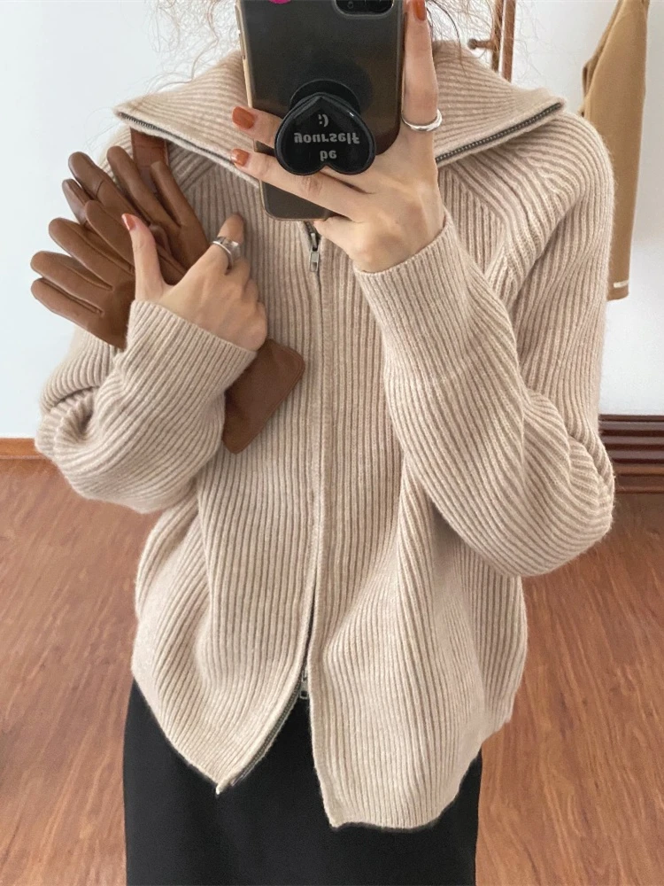 Alien Kitty OL Outwear Tops Solid Sweater Women 2023 New Autumn Winter Elegant Lapel Thick Warm Knitted Cardigan Female Sweaters