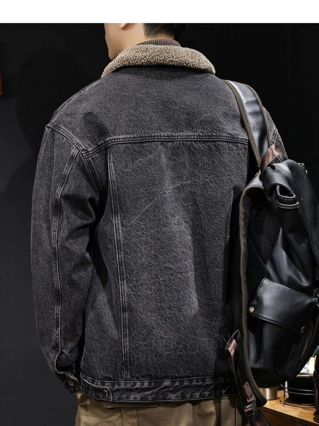 سترة صوف خروف عتيقة ملابس عمل مبطنة بالصوف معطف شتوي من القطن سترة سميكة دافئة من قماش الدنيم