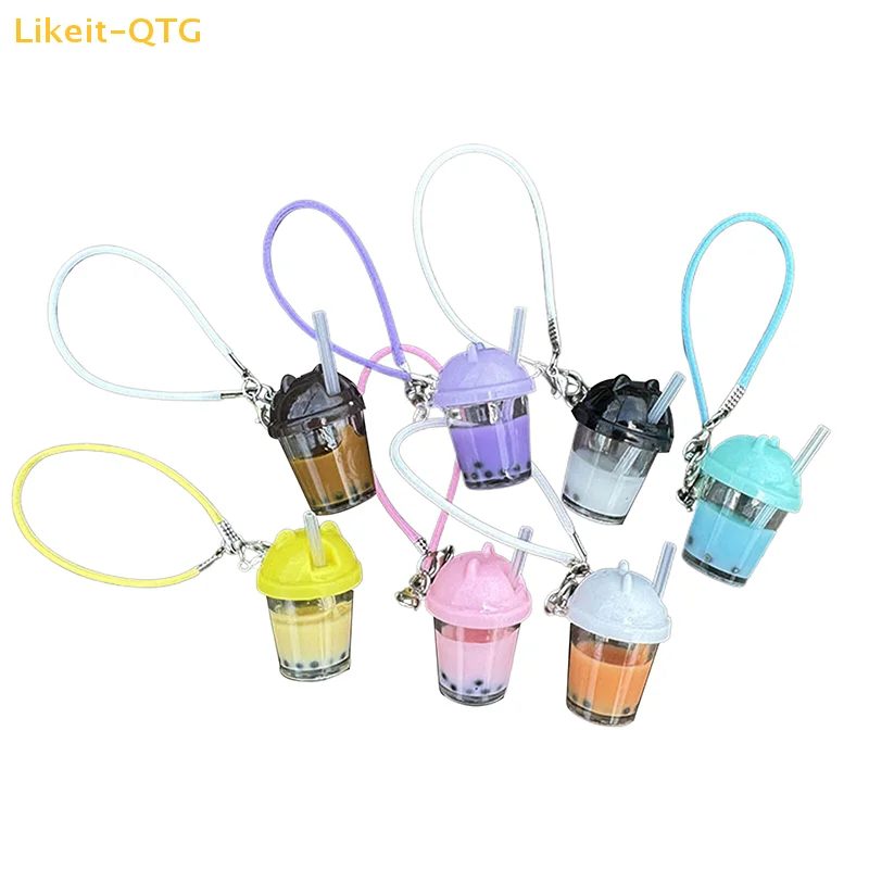 

NEW Cute Pearl Milk Tea Bag Charm Keychain Cartoon Simulation Model Coffee Cup Food Pendant Car Keychain Handbag Pendant Gift