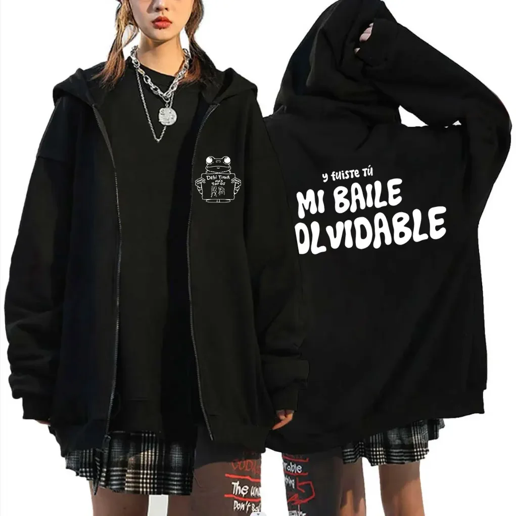 Rapper Bad Bunny Debi Tirar Mas Fotos DTMF World Tour Zipper Hoodies Men Women Hip Hop Fashion Street Oversized Zip Up Jackets