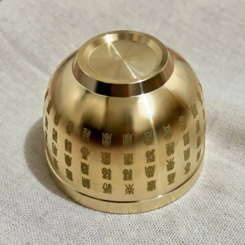 Gold Feng Shui Hundred Blessings Bowl Fine Workmanship Meaningful Gifts Copper Materials Exquisite Mini