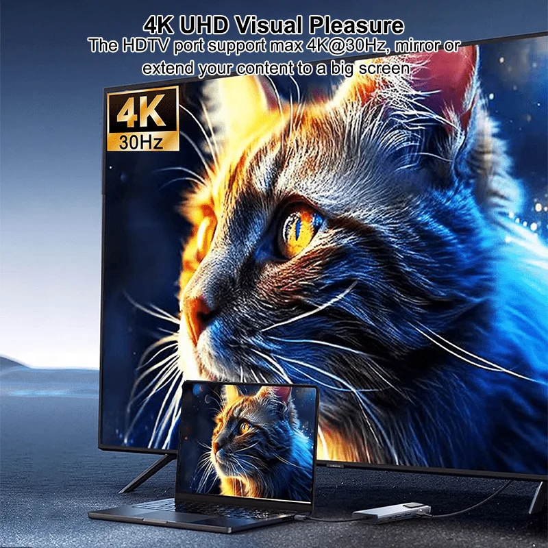 USB-C-Hub-Dockingstation mit 4K-HDTV, Ethernet RJ45, 100W PD-Ladefunktion, USB 3.0-Anschluss, Typ-C-Hub für MacBook Pro, Air, iPad – Detail 6
