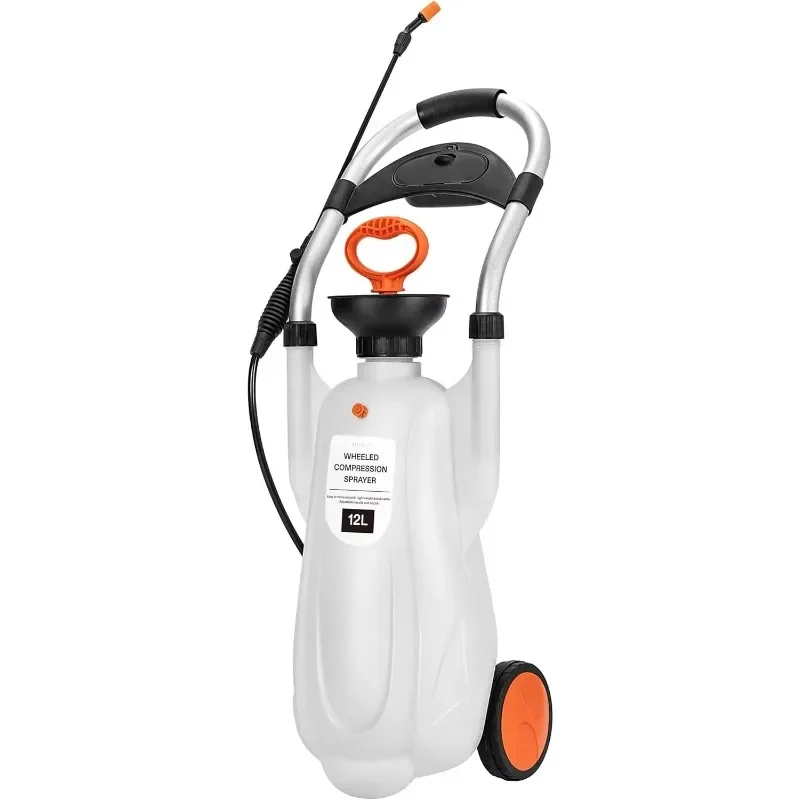 

[New Arrival, Free Shipping!]3.2 Gallon Lawn and Garden Wheeled Pump Compression Sprayer with Pressure Relief Valve, Labor-Savin