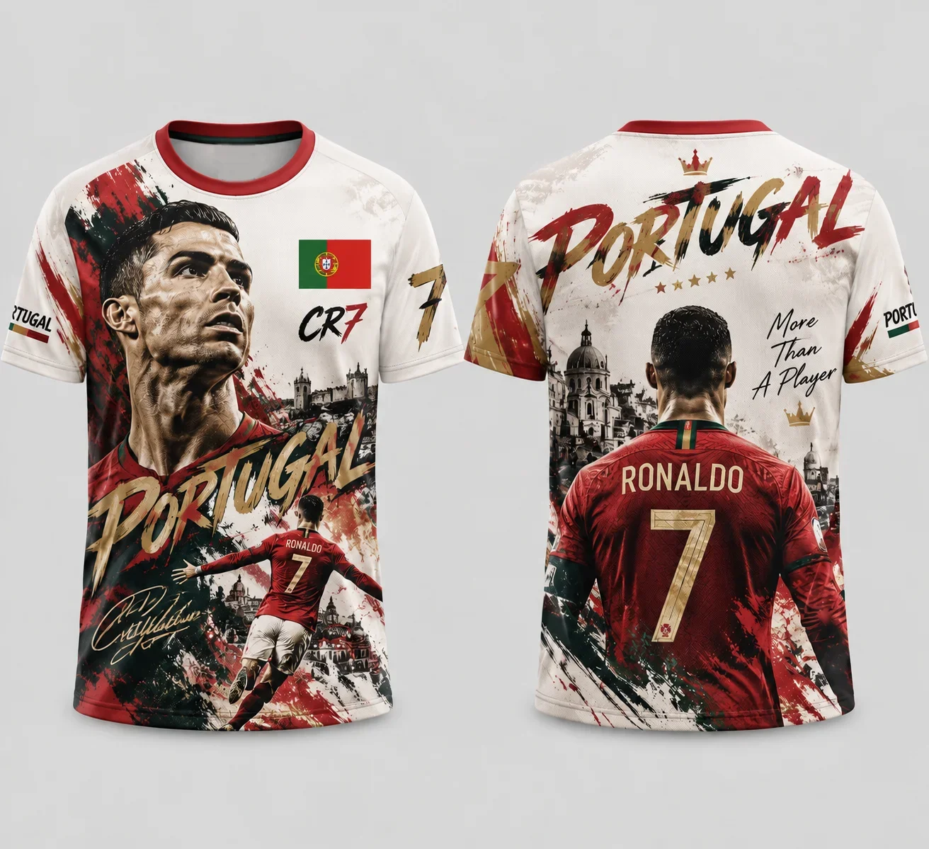 2026-2027 Portugal No.7 Football T-Shirt, Men Women Casual Ronaldo Tribute Jersey, Quick Dry Sport Tee, Cool Football Fan Gift
