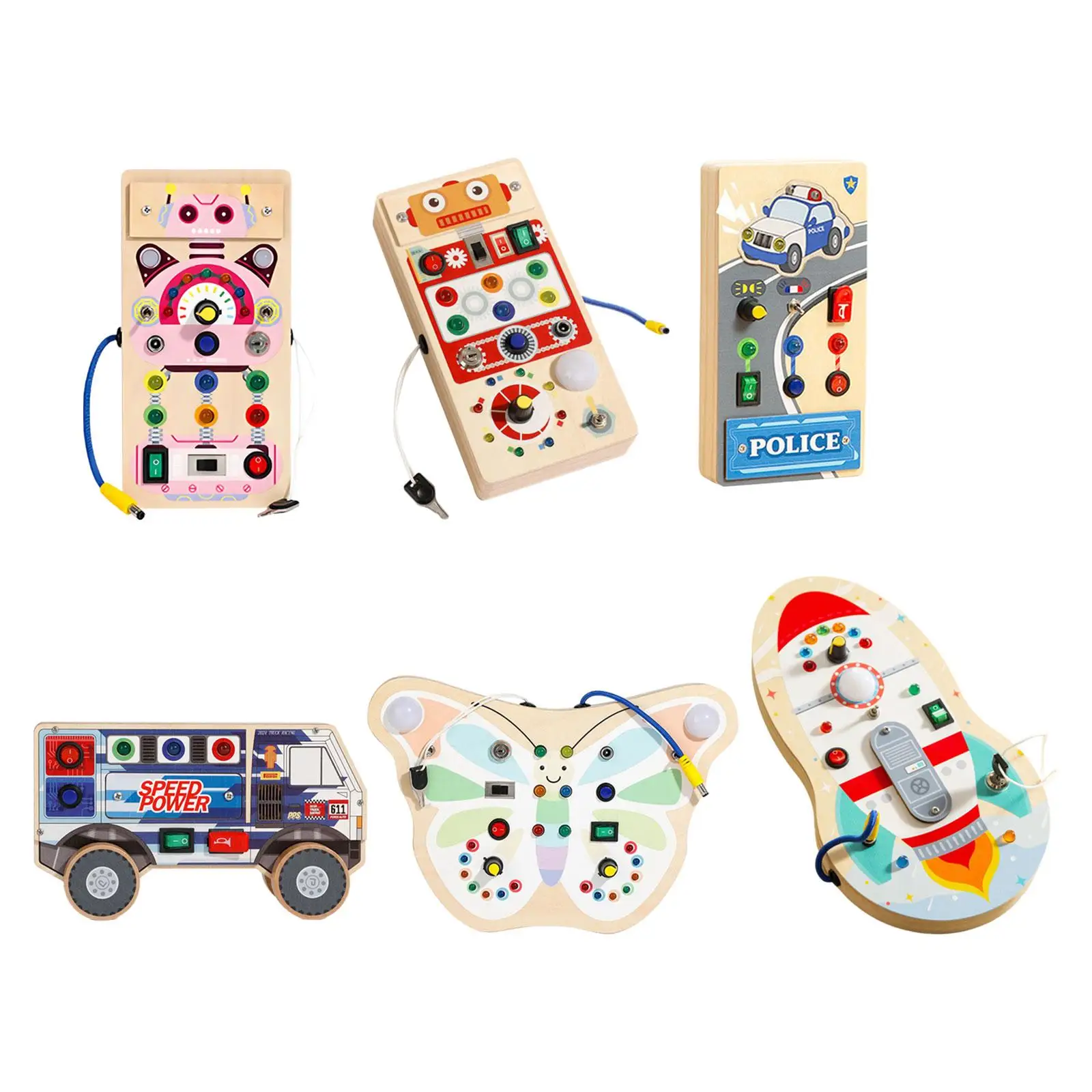 Montessori Switch Busy Board Wooden Toddlers Busy Board Birthday Gift Sensory Toy for 1+ Year Old Baby Boys Girls Toddlers