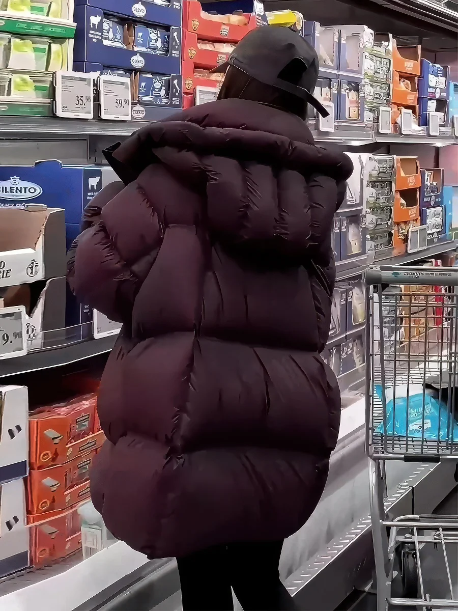 Invierno Thiened blanco Du down Puffer Jaet mujer con capucha pan Sle abrigo moda viaje Sle longitud Regular