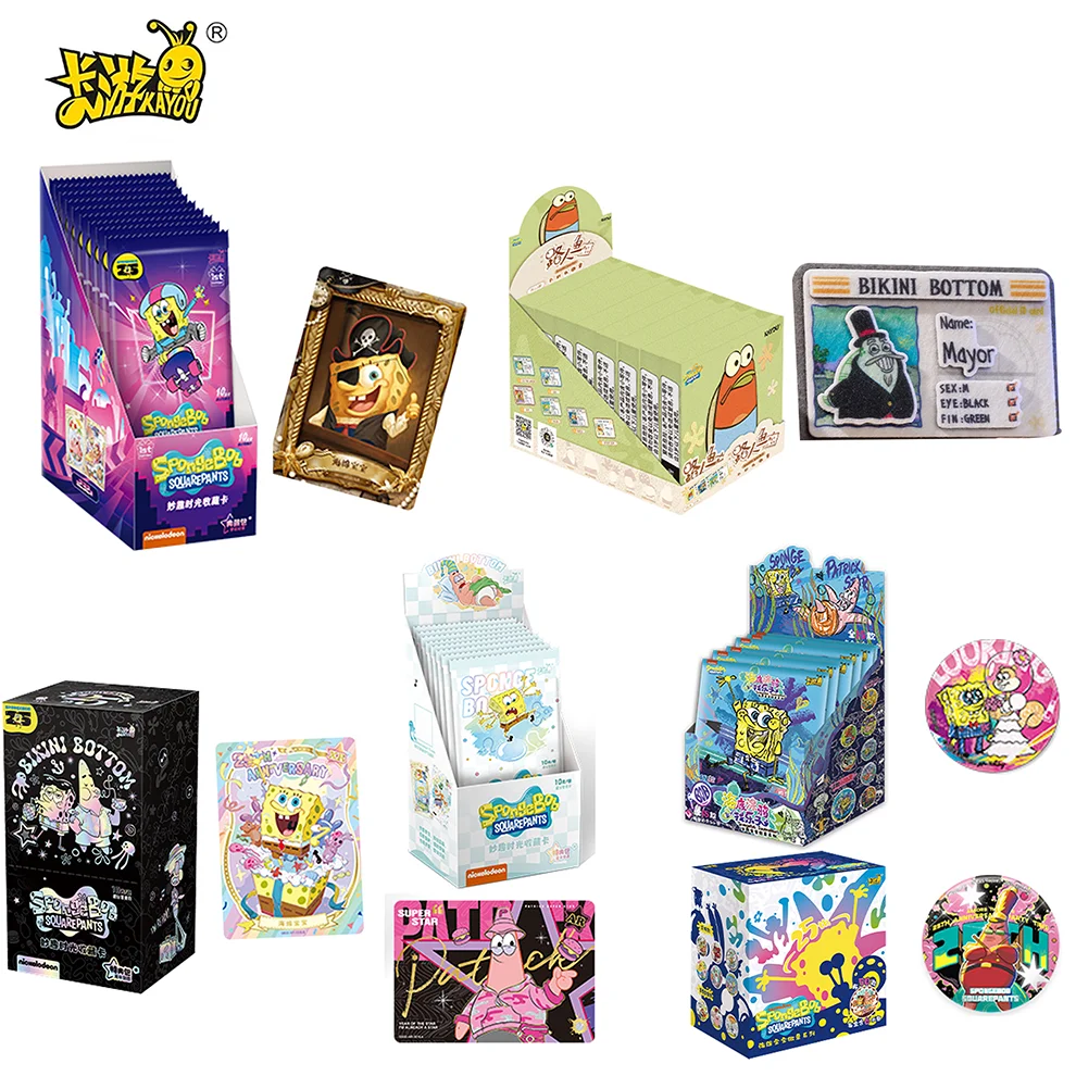 

Genuine KAYOU SpongeBob SquarePants Card SpongeBob SquarePants Bage Fun Time Series Edition Classic Anime Collection Cards Bages