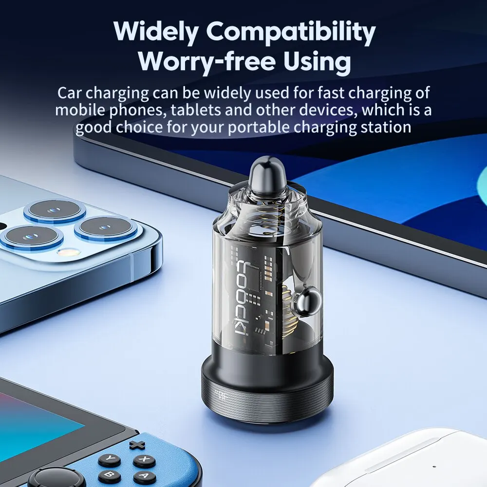 Toocki 33W 5A QC PD 3.0 SCP Car Charger Quick Charge4.0 USB Type C Fast Charging For iPhone 15 14 13 12 Huawei Samsung Xiaomi