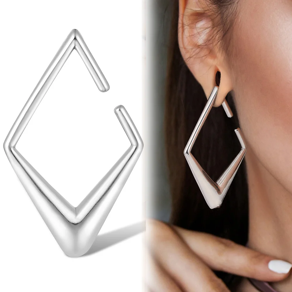 Giga 2g Surgical Steel Ear Weights Stretcher Expander 6mm Rhombus Ear Hangers Hoops Dangle Gauges Earrings Body Piercing Jewelry