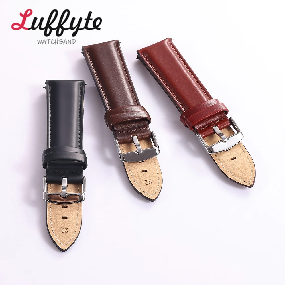 Quick Release Cowhide Watch Strap 18mm 20mm 22mm Oil Wax Skin Leather Watchband Black Red Brown Watchbands Bracelet