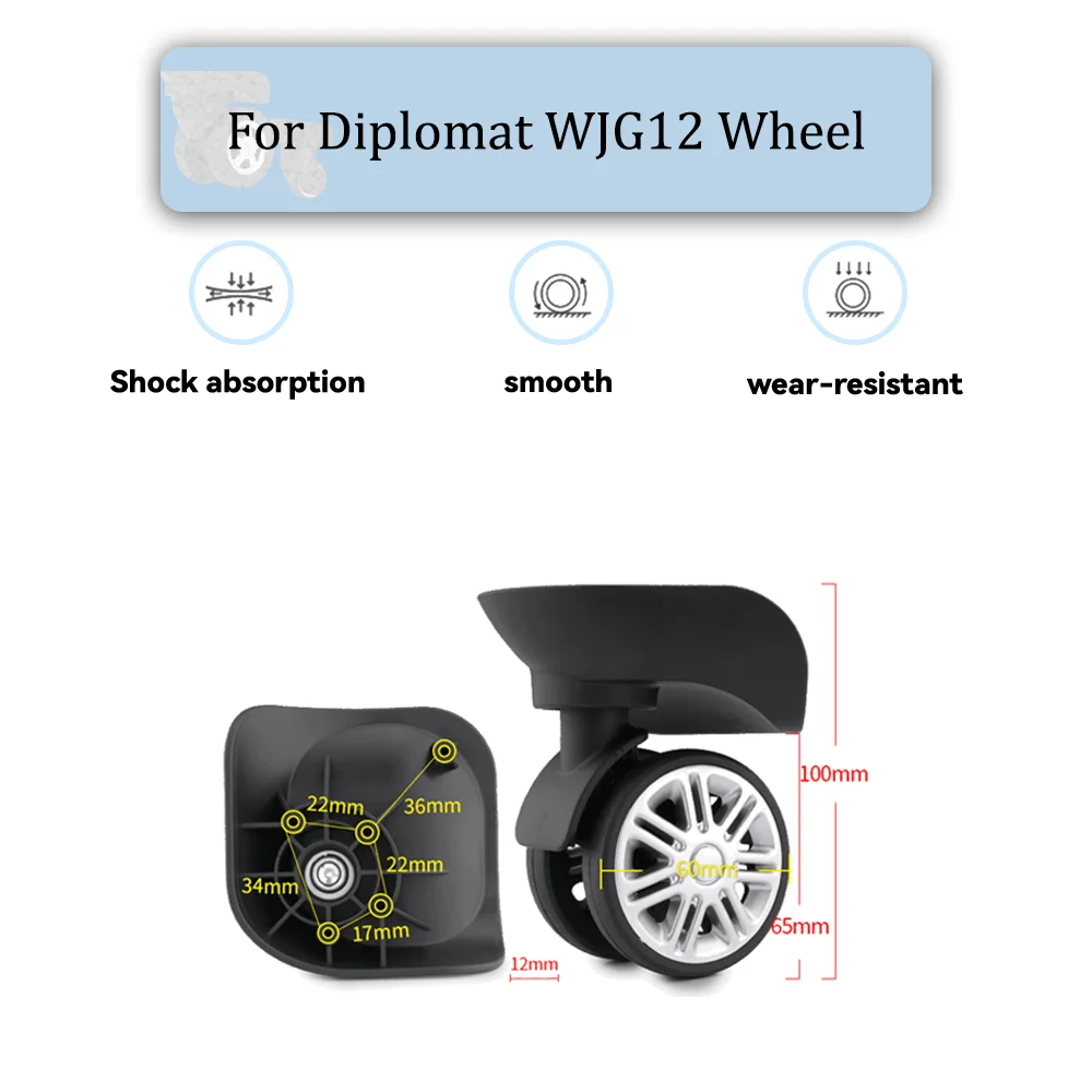 For Diplomat WJG12 Universal Wheel Black Replacement Suitcase Silent Smooth Shock Durable Absorbing Rotating Accessories Wheels