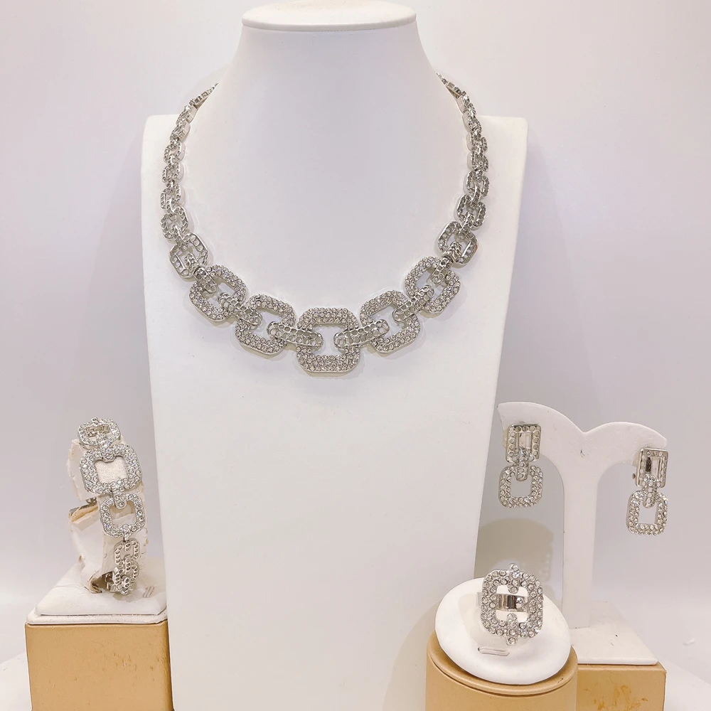 

Women's silver necklace jewelry set high quality wedding accessories