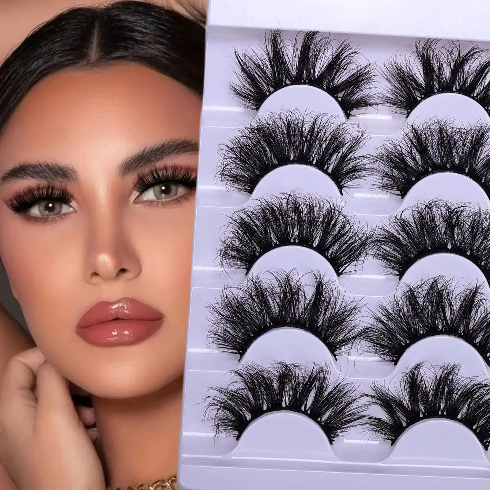 5 Pairs Natural D-Curled False Eyelashes Fluffy Soft Cartoon Makeup Look Extend Soft Natural Eyelashes