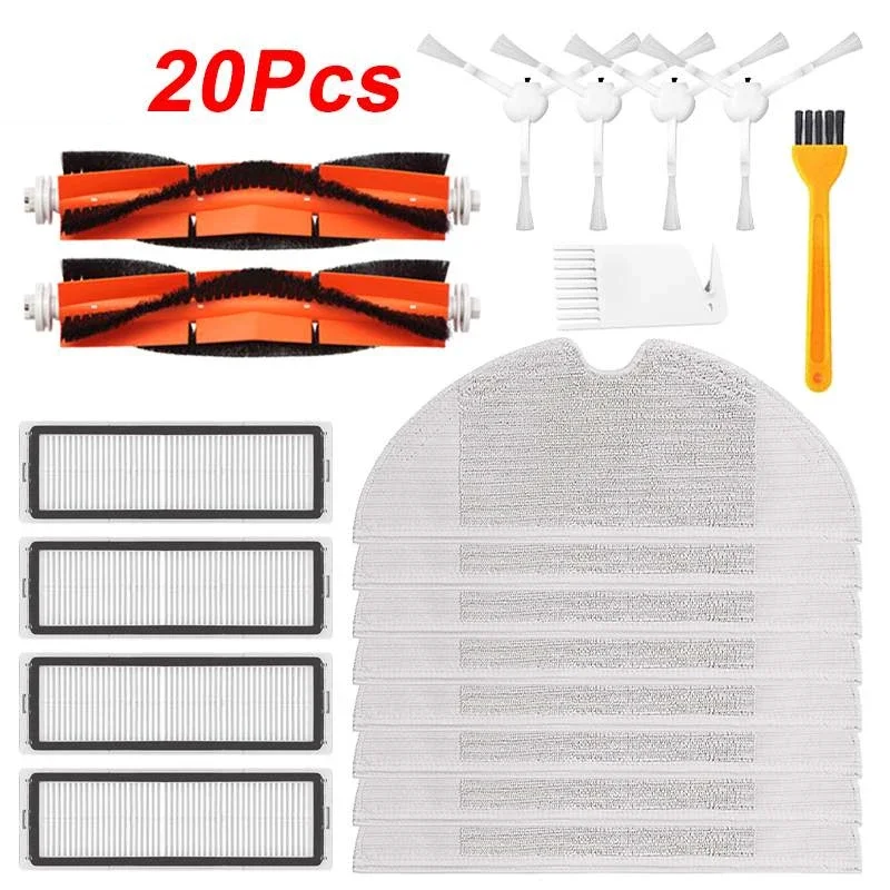 

20PCS Mi Robot Vacuum Cleaner Parts Replacement Kit for Xiaomi Robo2 Robot S50 S51 Main Brush Filters Side Brushes Accessories