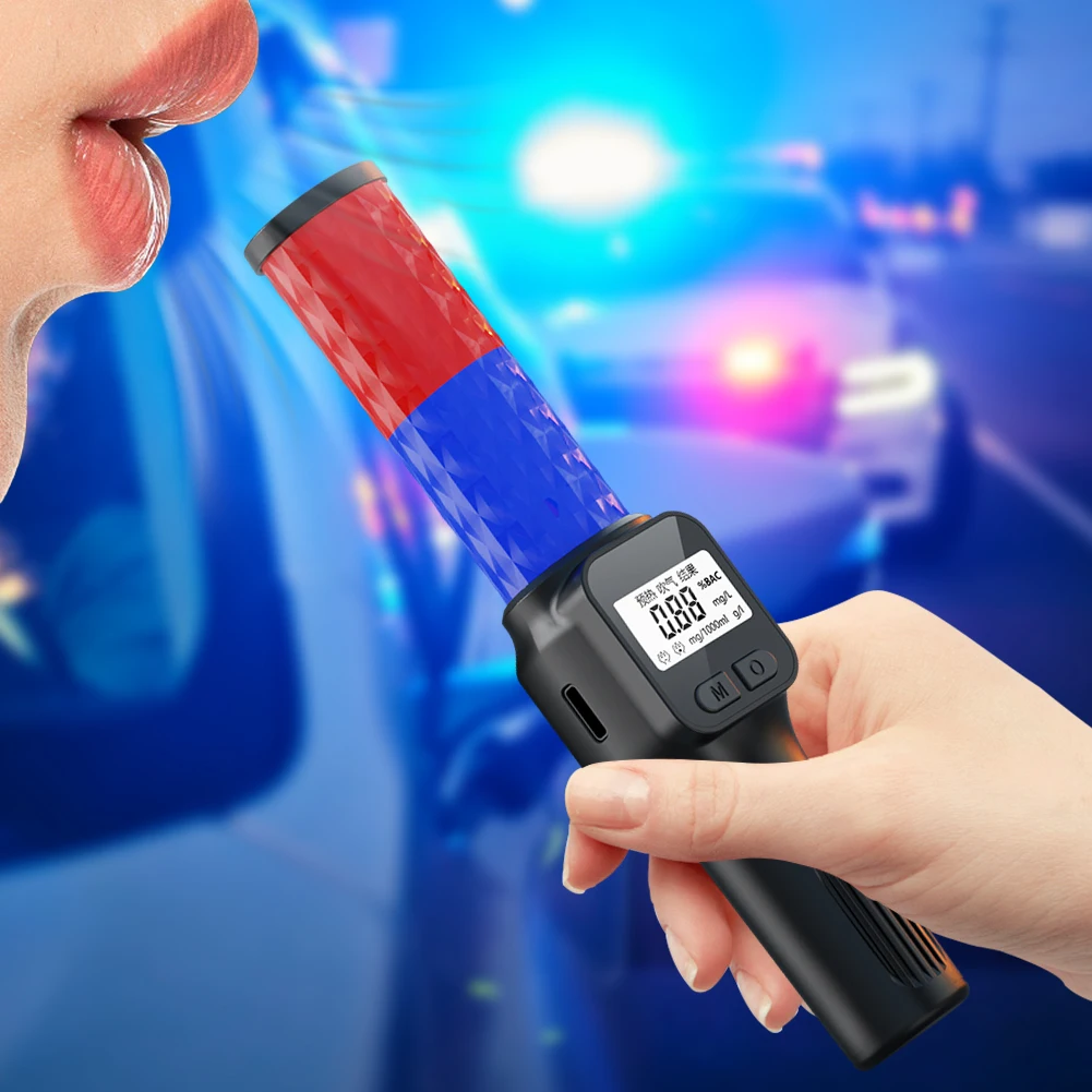 Handheld Wearable  Analyzer Sound and Light Alarm Non-Contact  Blowing Detector Rechargeable  Breathalyzer