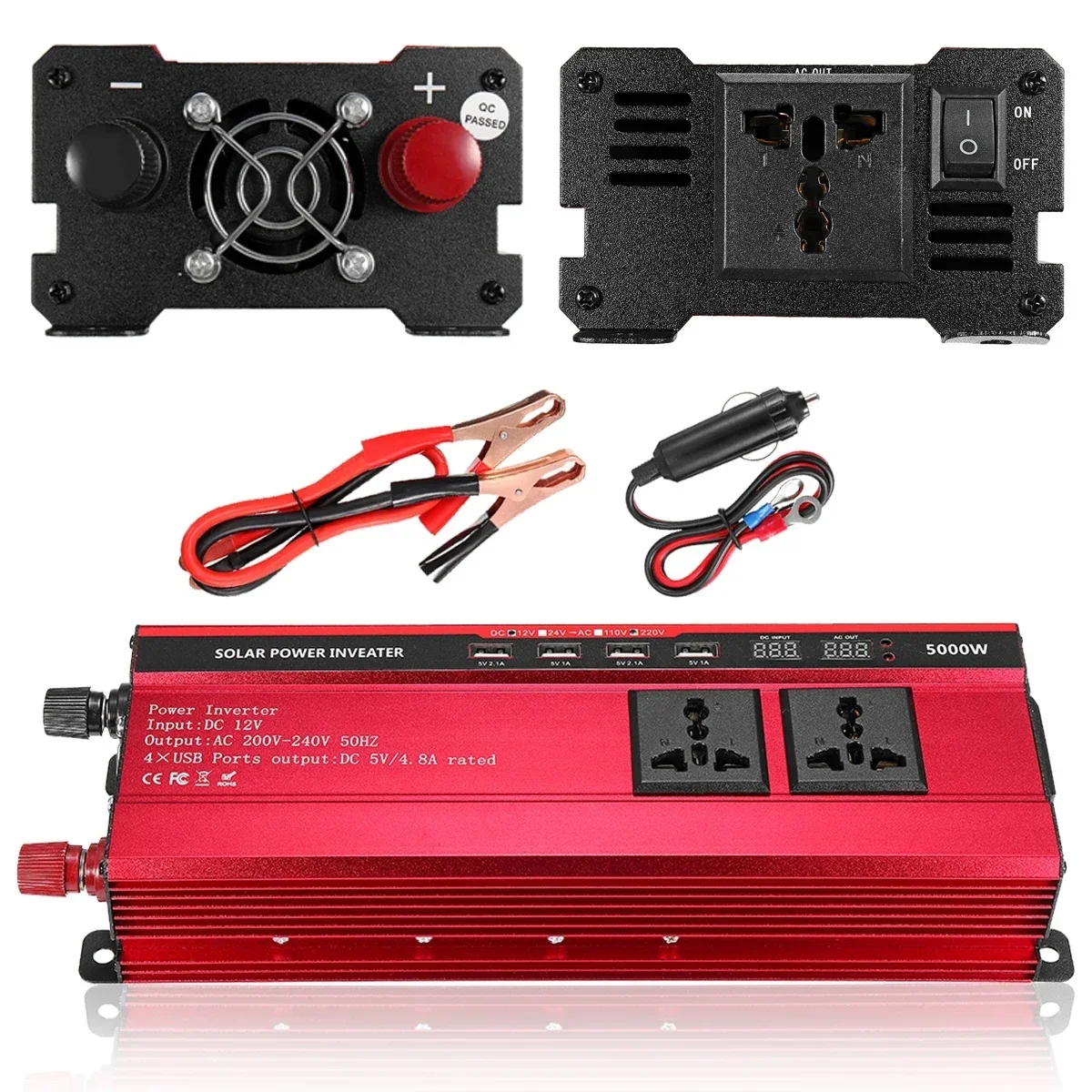 5000W Solar Power Inverter DC 12V/24V To AC 110V/220V Modified Sine Wave Converter for car and truck