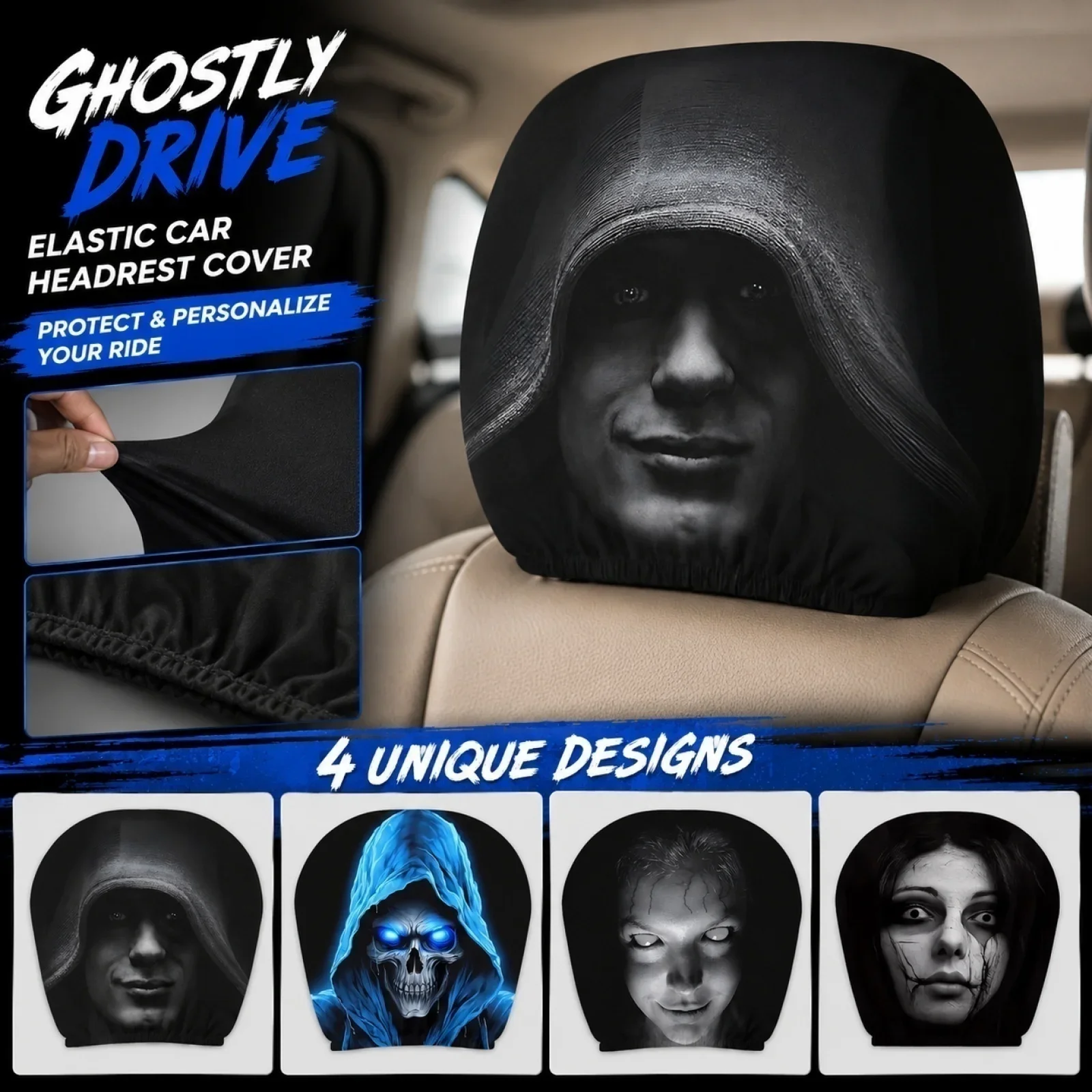 1/2PCS Car Headrest Funny Cover Accessories Interior Gadgets Decor Styling Ideas Seat Covers Vehicle Supplies Automobiles Parts