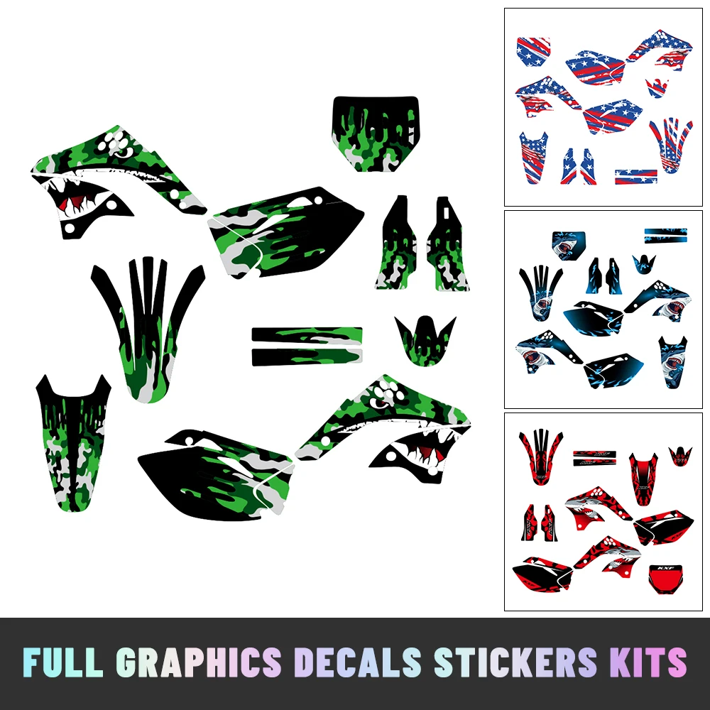 

Number Name Custom Motorcycle Background Graphics Decals Stickers KIT Fit for Kawasaki KX450F KXF450 2006-2008