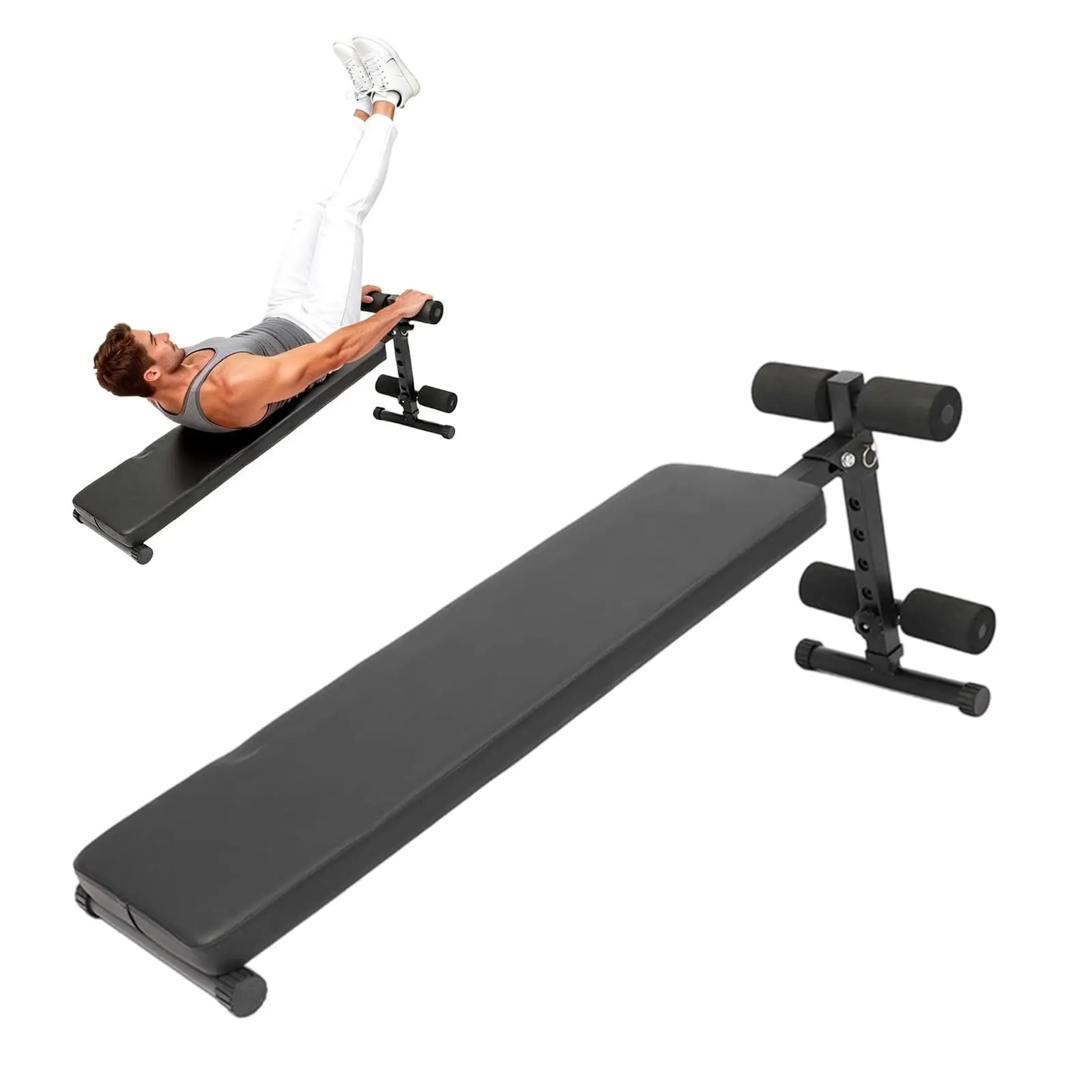 5-Position Adjustable Decline Sit-Up Bench, Ab Workout Bench with Foam Leg Rollers, Heavy Duty 220 Lbs Capacity