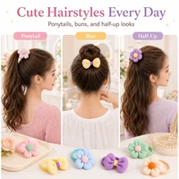 12PCS New Cut Hair Ties Princess Sweet Flower Bow Girls Women Elastic Hair Bands Hair Accessories Headwear Scrunchies 2030 3