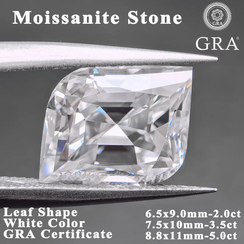 

Leaf Shape Moissanite Stone White Color Specail Cut Charm Beads For DIY Jewelry Making Rings Bracelet with Certificate