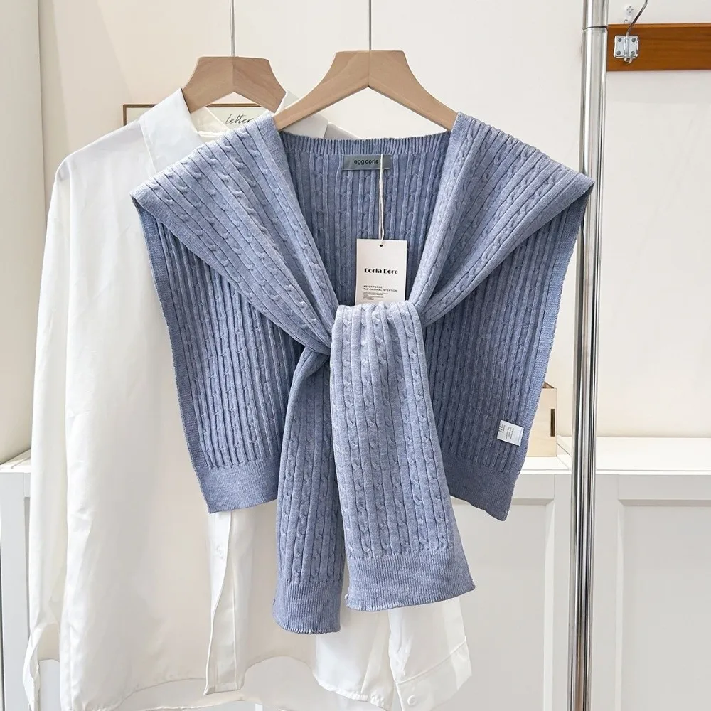 

Модная универсальная вязаная шаль больших размеров, съемный шарф на плечо, защита шеи, теплый шейный платок, шаль для женщин