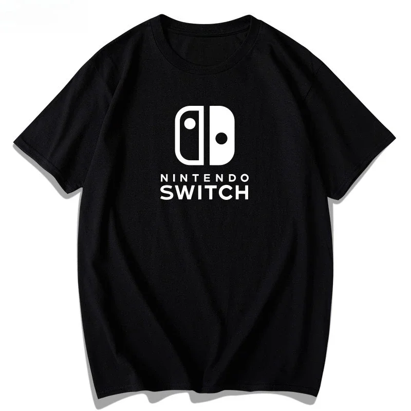نينتندو سويتش تي شيرت بأكمام قصيرة للرجال والنساء وحدة تحكم لعبة محمولة على الملابس القطن الخالص نصف كم عادية شعبية