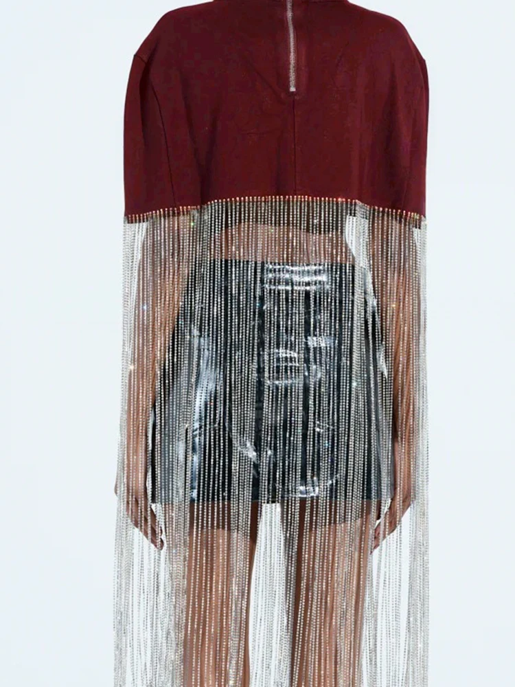 

Fashion Design Style Tassel Hem Pullovers Casual O-neck Women's Hollow Out Tops Temperament Patchwork Party Clothing for Women