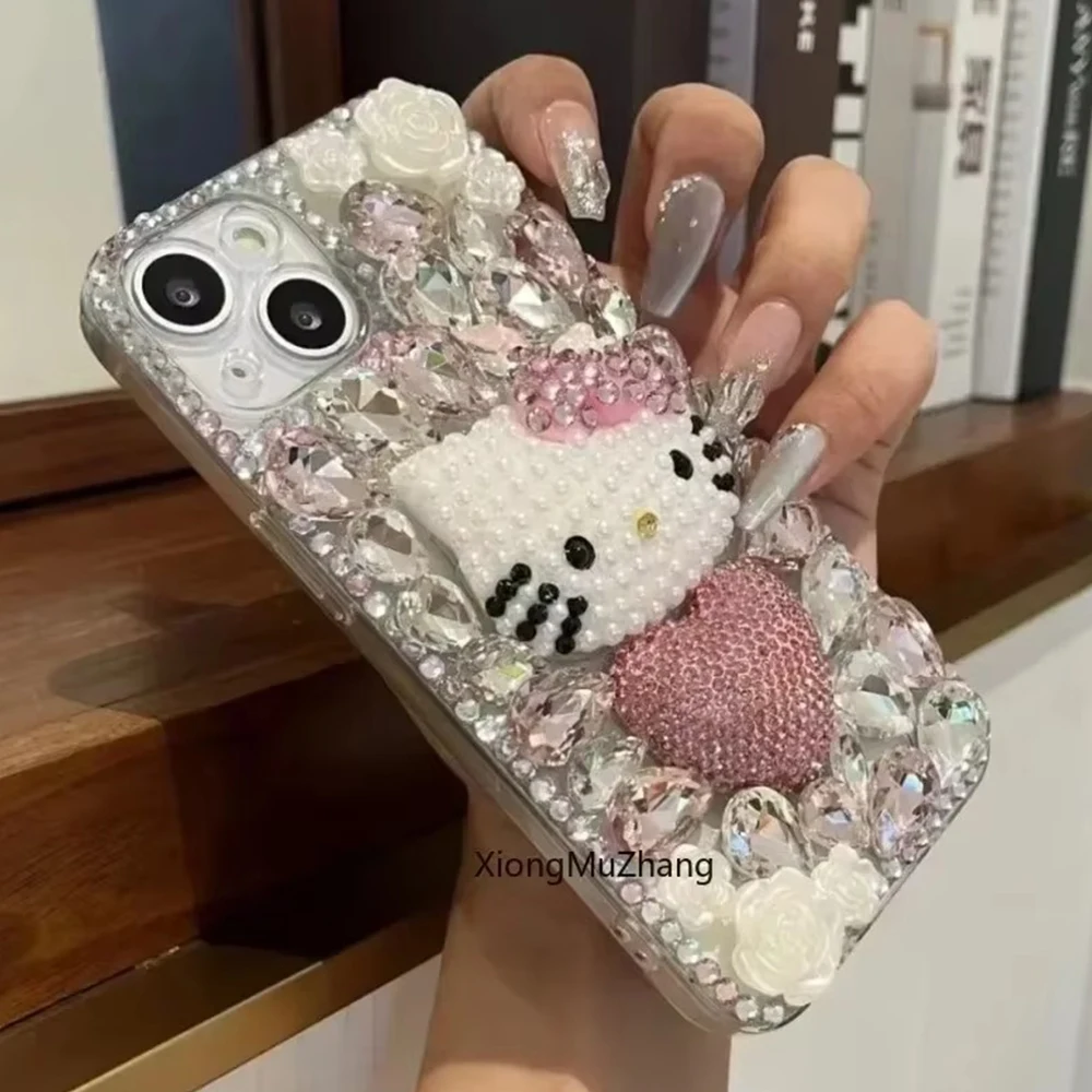 

Sanrio HelloKitty Case for Huawei Pura 70 Pro 70 Ultra P60 P50 P40 P30 Mate 70ProPlus 60 50 40 30 20 Diamond Heart Flower Cover