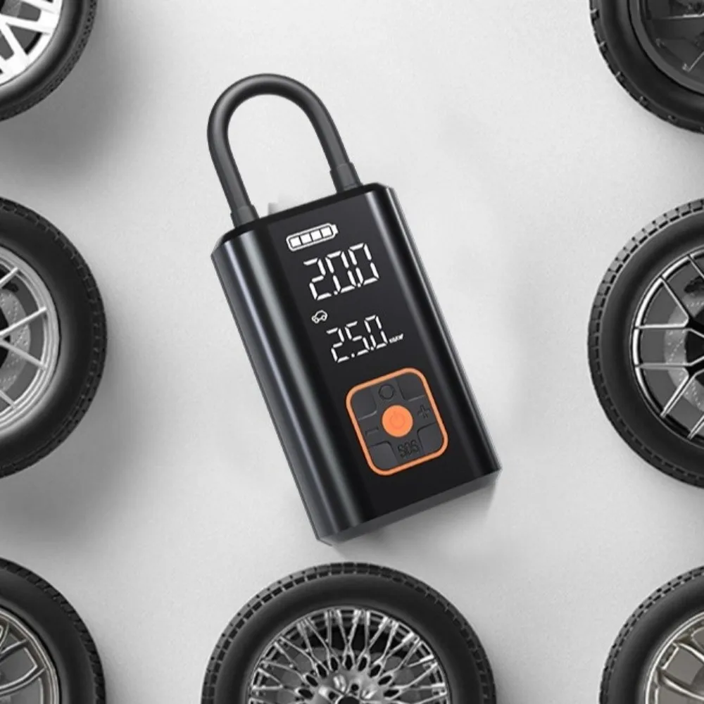 Durable Rechargeable Wireless Tire Inflator Built-in Flashlight Pressure Gauge Automatic Air Pump Air Compressor