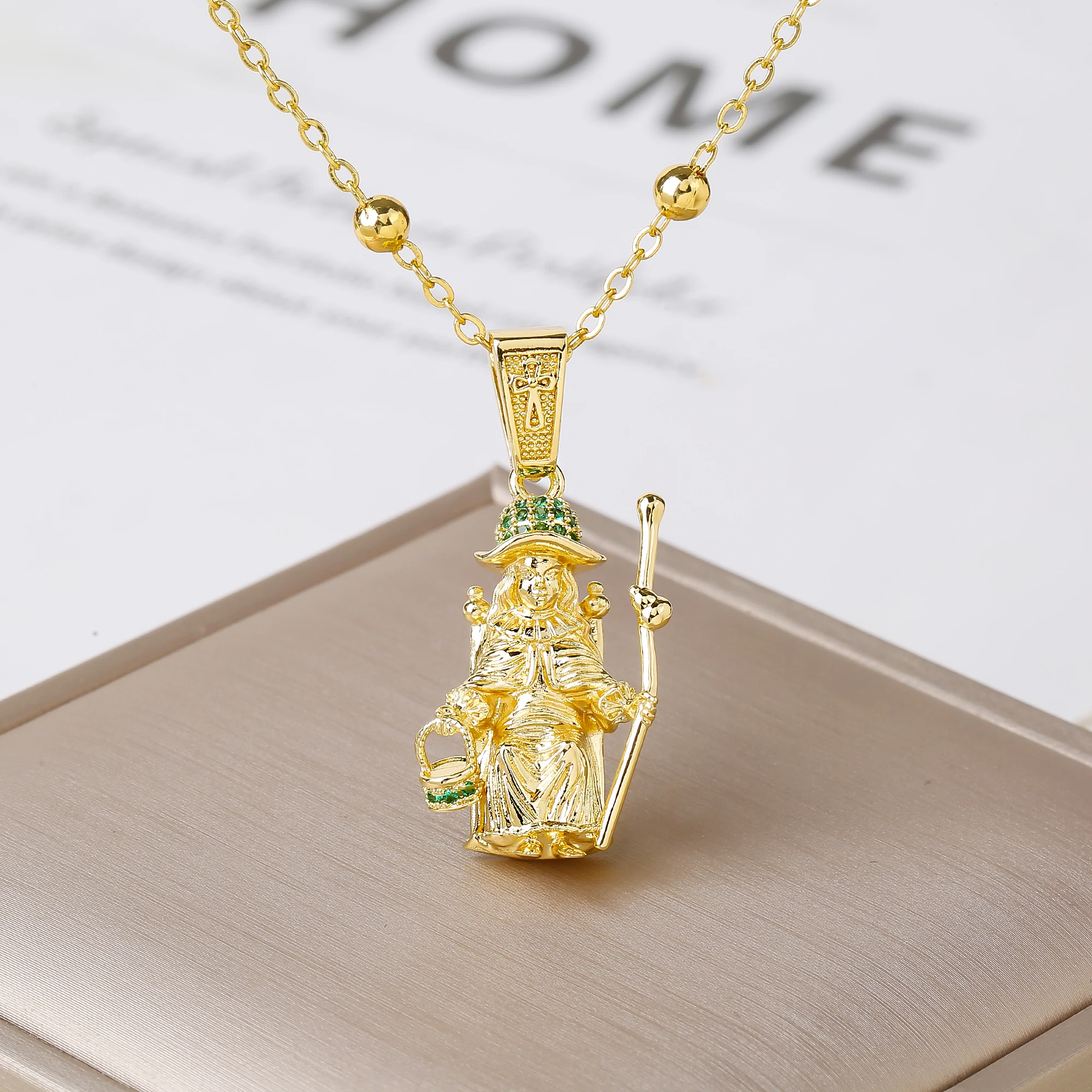 Hot Sale Gold/Rose Gold 3D San Lazaro Saint Lazarus Pendant Necklace Catholic Zircon Religious Jewelry For Men Women Daily Wear