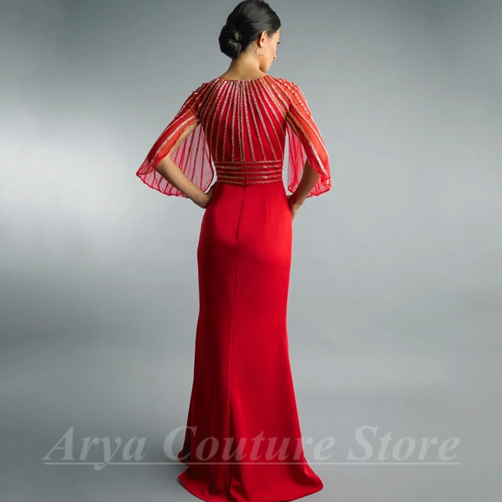 High Quality Exquisite Red Mother of the Bride Dress Delicate Beading Straight Floor Length Zipper Gowns for Wedding Party Guest