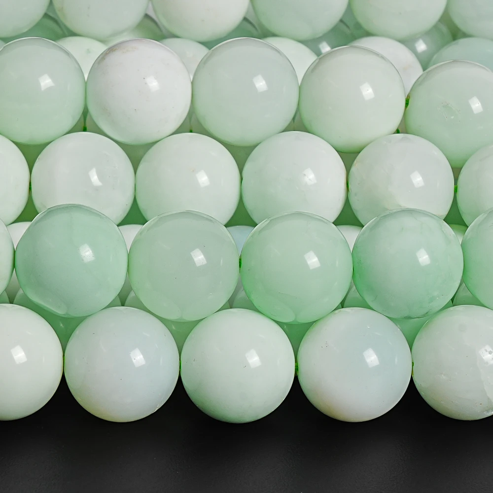 

Natural Green Opal Round Beads 8/10/12mm White Green Polished Smooth Loose Beads for DIY Boho Jewelry Earring Making Supplies