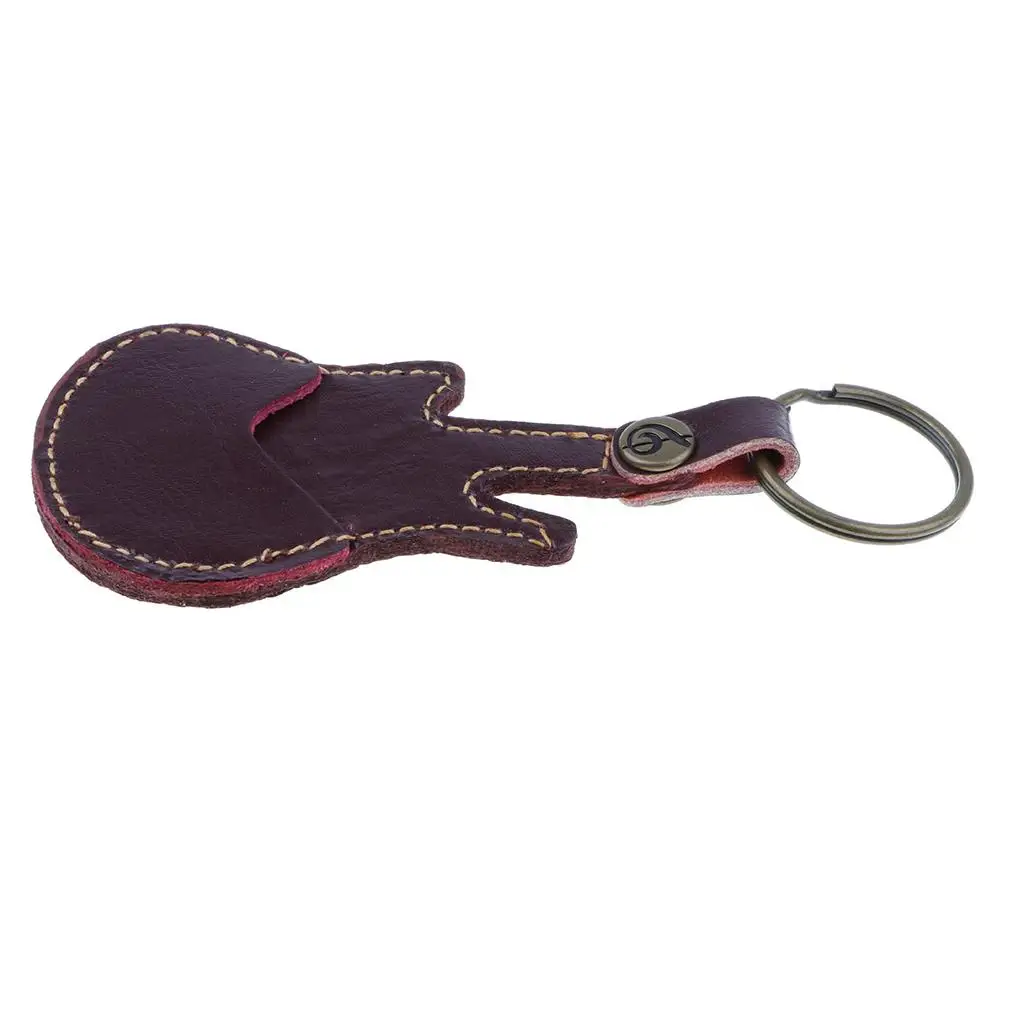 

Guitar Pick Holder Cowhide Key Chain Bag Durable Leather Plectrum Case Guitar Accessory for Guitarists