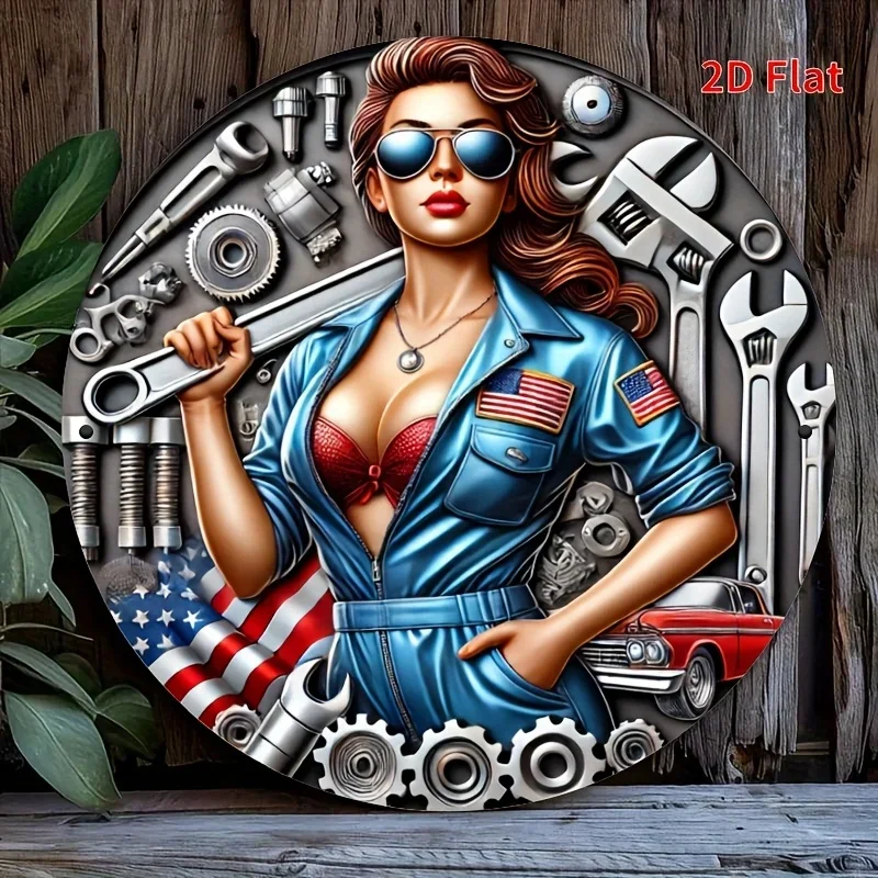 2D Painting-''Be A Fixer'' With Tools & American Flag Design, Ideal For Garage, Workshop, Home Decor