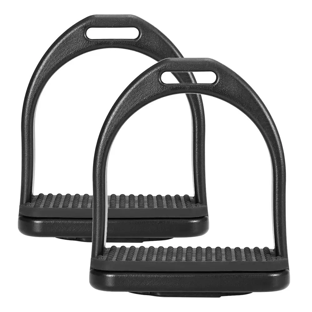 1Pair POM Western Horse Stirrups Black High Strength Nonslip Saddle with Non-Slip Rubber Pad S/L Equestrian Equipment