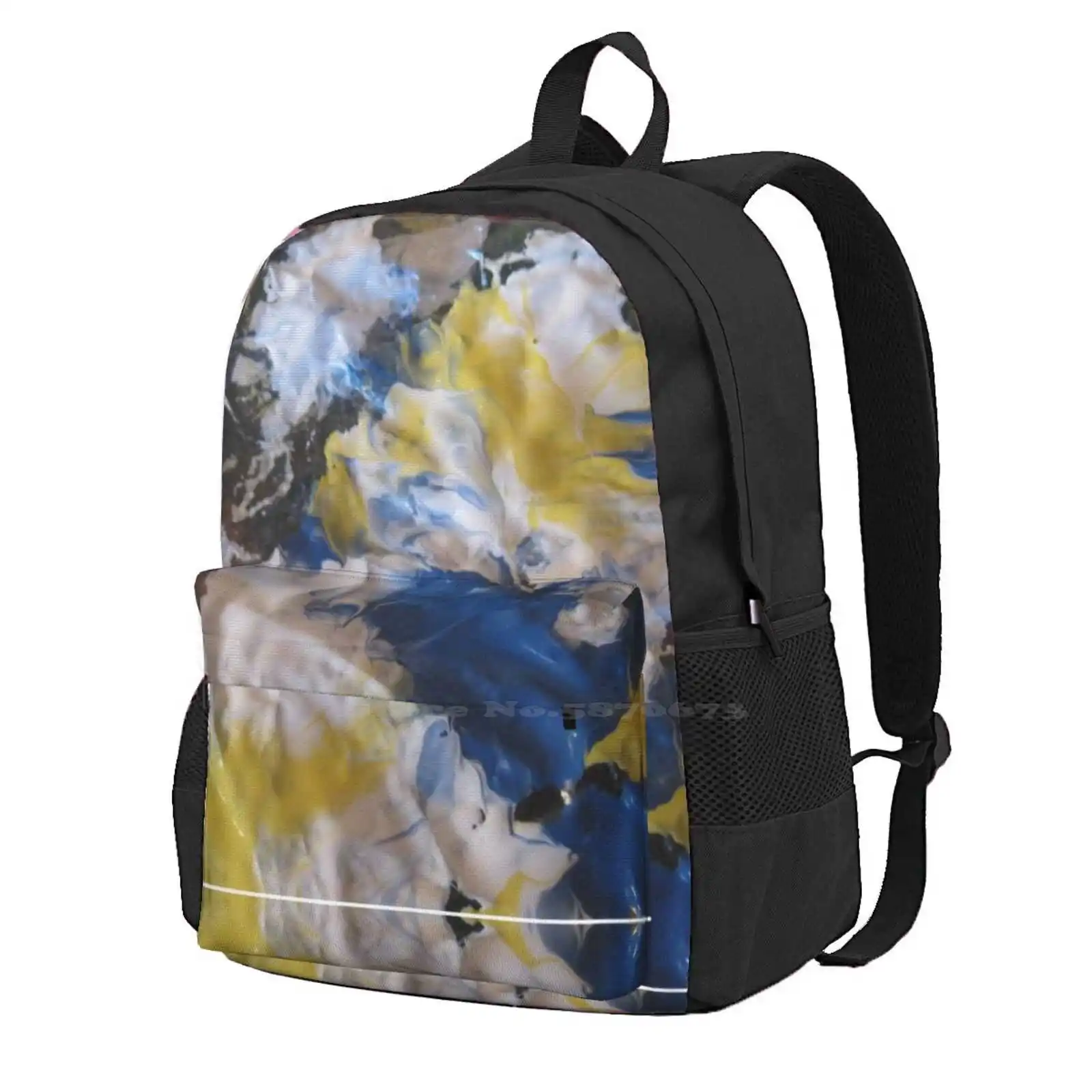 

Abstract In Blue Yellow And White Women Men Teens Laptop Travel School Bags Abstract Acrylic Mary81 Blue Yellow White