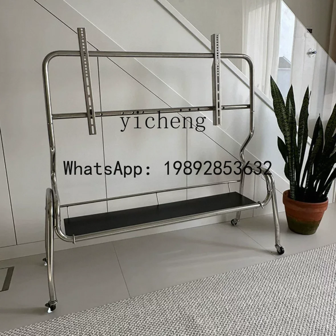 X9  stainless steel TV bracket metal belt wheel movable living room home monitor bracket